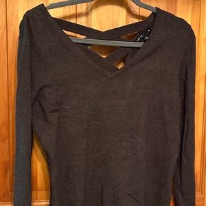 NWT Love & Ellie Charcoal Cross Back Straps Sweater